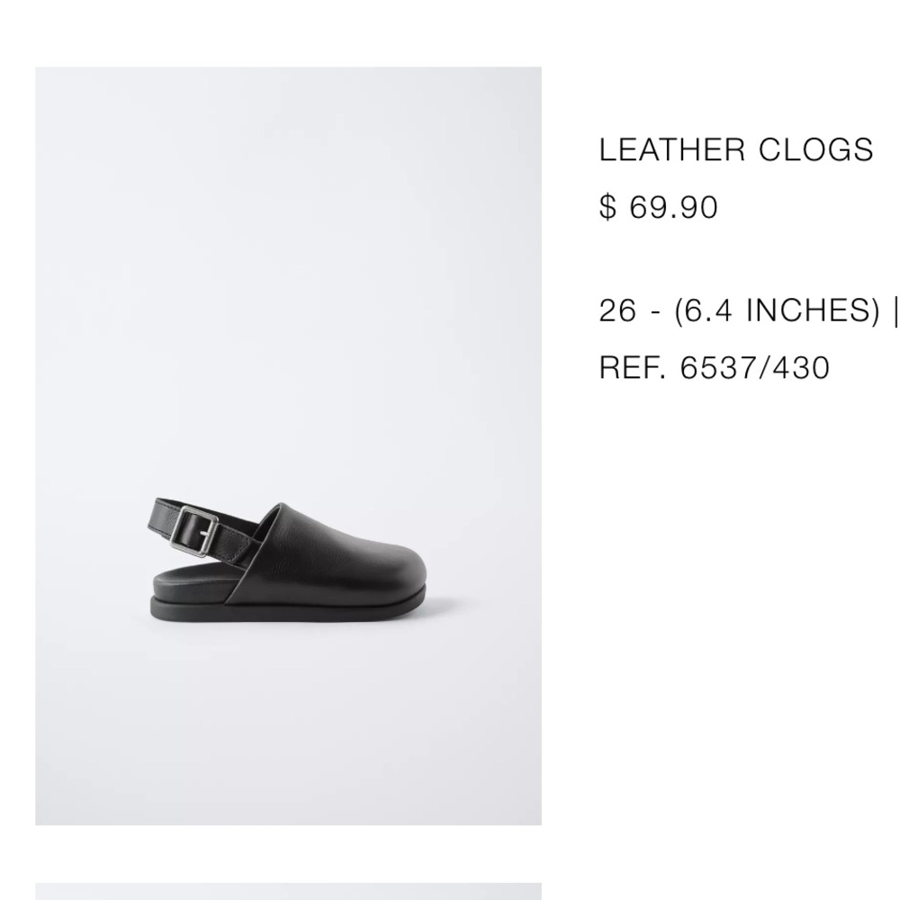 Zara Black Leather Clogs for kids